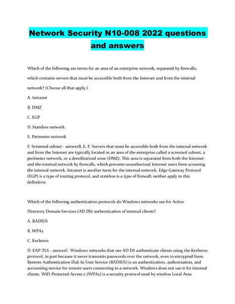 And Ploverore Network Security Exam Answers Questions