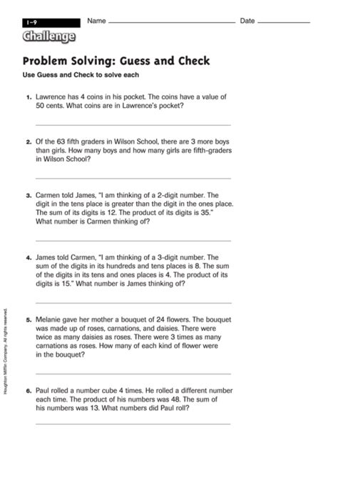 And Problems Math Guess Check With Answers