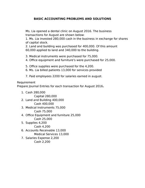 And Problems Solutions Accounting Students For