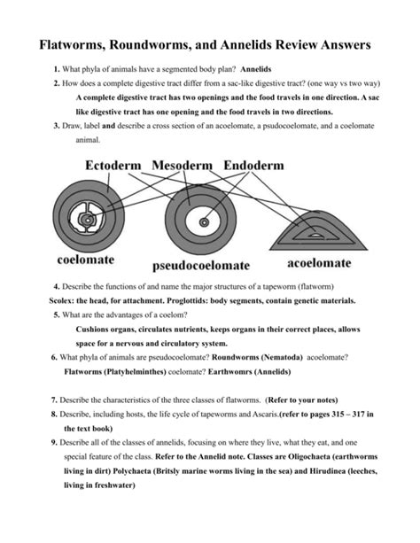 And Roundworms Study Guide Flatworms With Answers