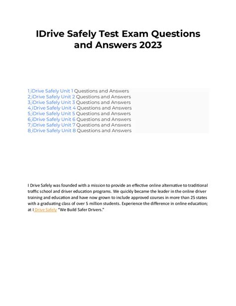 And Sa Test Answer Questions Idrive Safely On