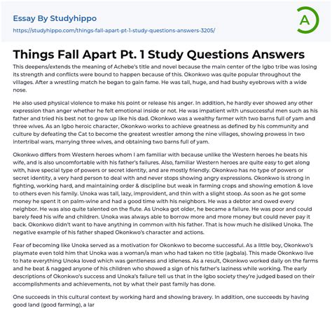 And Study Fall Things Apart Answers Questions