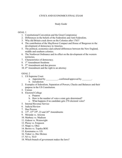 And Study Final Economics Civics Guide Exam