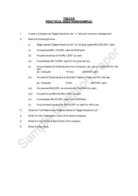 And Tally Practical Answers Questions