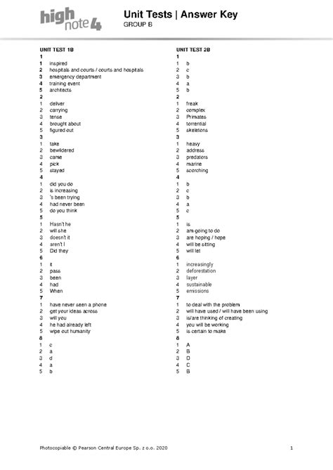 And Test Answer Night Unit Key