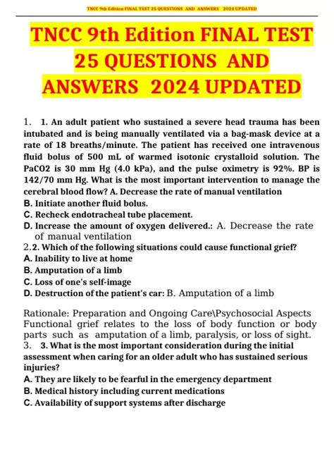 And Test Tncc Answers Questions