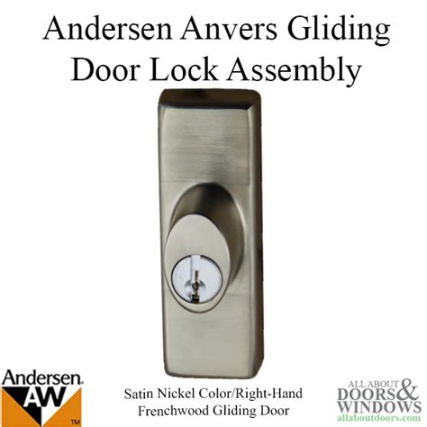 Gliding patio door lock assembly with keys. Lock assembly is left hand as viewed from exterior side of door. For products manufactured 1994 to present. Works With: 200 Series Narroline Gliding 200 Series Perma-Shield Gliding 400 Series Frenchwood Gliding Related Andersen Parts: 2573086 - Lock Assembly - Encino - Exterior - RH - DB