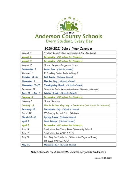 Anderson County Schools Calendar 2223