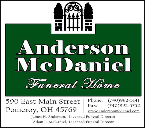 Anderson mcdaniel funeral home obituaries.  Welcome to our website.  (740...