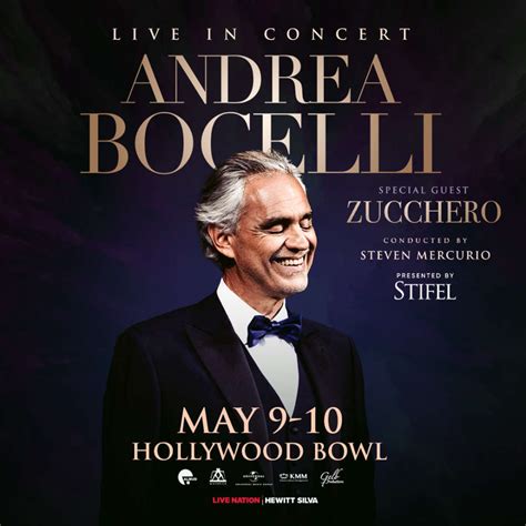Andrea bocelli tour 2023. Record-breaking, award-winning, multi-platinum-selling Italian tenor Andrea Bocelli announced new US tour dates for February and May 2023. The tour kicks off on February 9 at Bridgestone Arena with The Nashville Symphony, for their first-ever performance together in Nashville, followed by a show at Smoothie King Center with The Louisiana Philharmonic for the first time in New Orleans. 