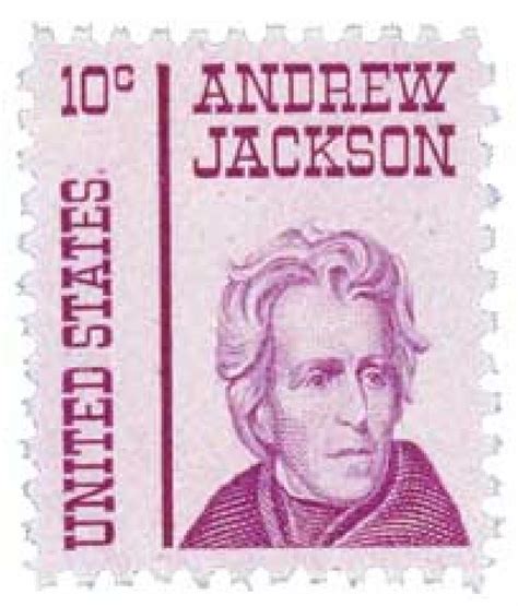 Andrew jackson 10 cent stamp. Watermark: None. Perforation: 12. Color: Black. Set your collection apart with the 1868 2¢ Jackson with the experimental “Z” Grill. Produced only during January of 1868, this elusive gem is seldom seen and highly desirable! US #85B features the same design as the 1861 2¢ Jackson known affectionately as “Big Head” or “Black Jack.”. 