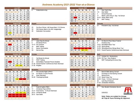 Andrews Academy Calendar
