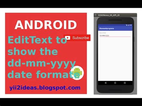 Android edit text to show the dd mm yyyy date format - YouTube