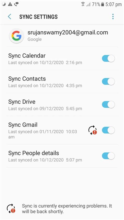 Android gmail sync is currently experiencing problems it will be back shortly.  ...