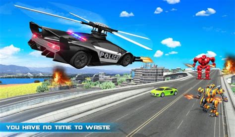 Android için Flying Police Helicopter Car Transform Robot Games.