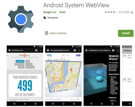 Android system webview (android 15).  The mobile is running Android 26.  Weitere I...