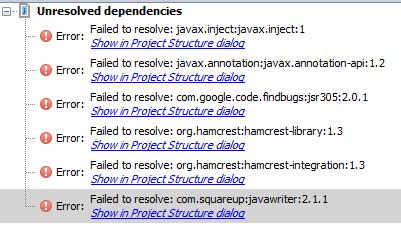 Android unresolved dependencies error when creating a new project