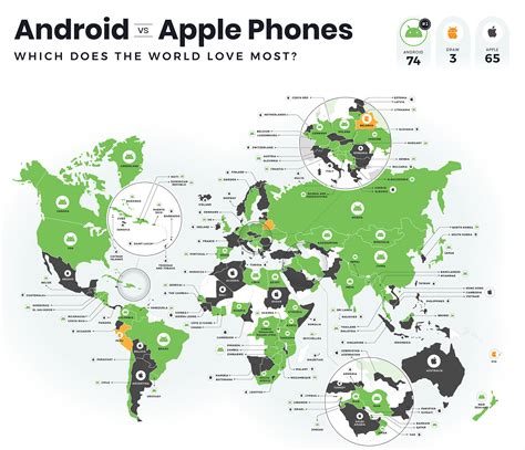 Android vs iPhone: Este mapa muestra la preferencia de cada país ...