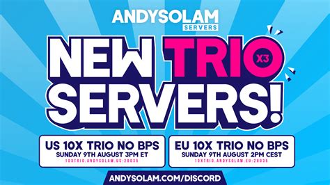 Welcome to AndysolAM's Official Rust Server Group! Our servers offer a wide variety of highly popular features amongst the Rust community! Our Servers EU SERVERS [EU] 20X NO BPS Server IP: 20x.andysolam.eu:28025 Map Size: 3500 Wipes on Tuesday and Saturday @ 3PM CET [EU] 10X MAIN Server IP: 10xnobps.andysolam.eu:28025 Map Size: 3750. 