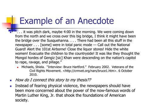 Anecdote example in essay