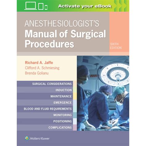 Anesthesiologists manual of surgical procedures by richard a jaffe feb 26 2009. - Ley del economista, estatuto y reglamentos..