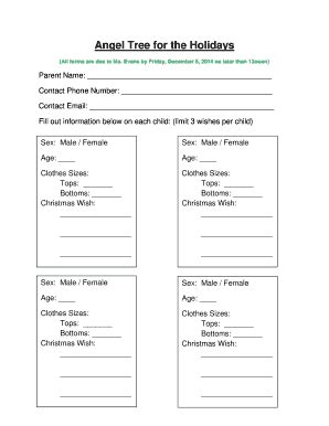 Angel Tree Form Template Doc 2020 Fill and Sign Printable Template