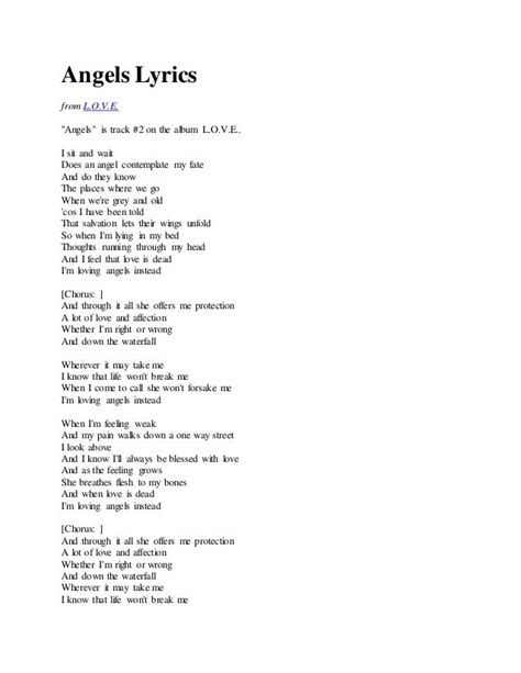 Angels lyrics. Things To Know About Angels lyrics. 