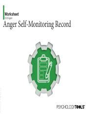 Anger SelfMonitoring Record Worksheet PDF Psychology Tools