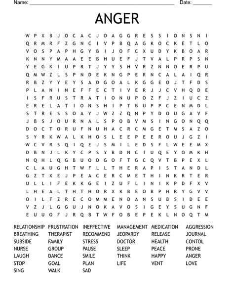 Anger Word Search WordMint