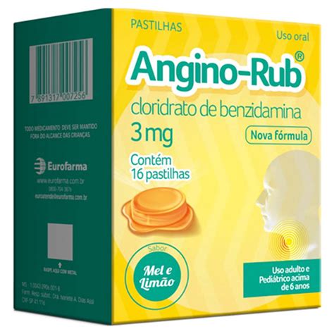 Angino-Rub 3mg, caixa com 16 pastilhas, mel/limão com menor preço e entrega rápida. Compre Angino-Rub online através da Consulta Remédios e economize!. 