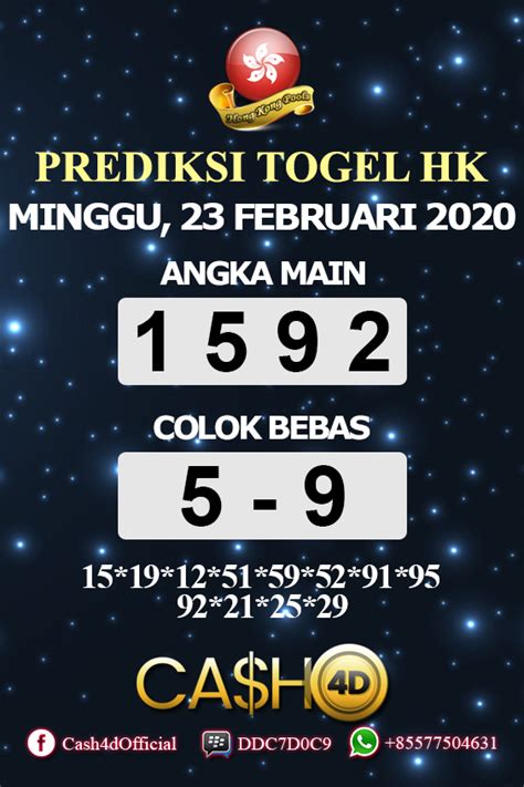 Angka 00 sampai 99 dalam togel. Data keluar hk malam.