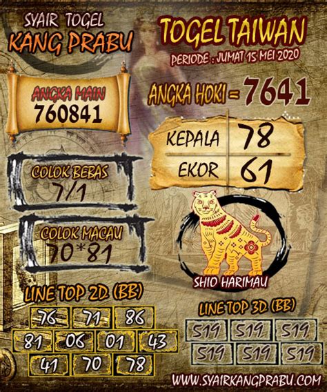 Angka togel taiwan hari ini jumat 17 mei2019. 2d 3d berlin hongkong.