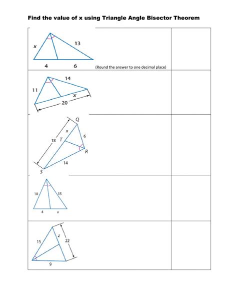 Angle Bisector Worksheet Math Aids