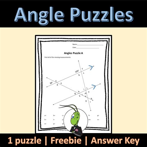 Angle Relationships Activity to Find Missing Angles in Puzzle