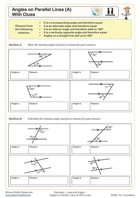 Angle Relationships With Parallel Lines Worksheet