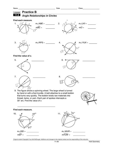 Angles Inside And Outside Circles Worksheet Answer Key