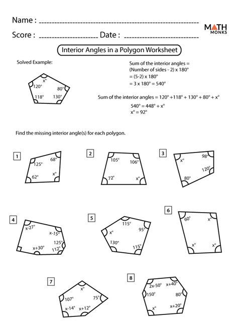 Angles Of Polygons Worksheet Answers
