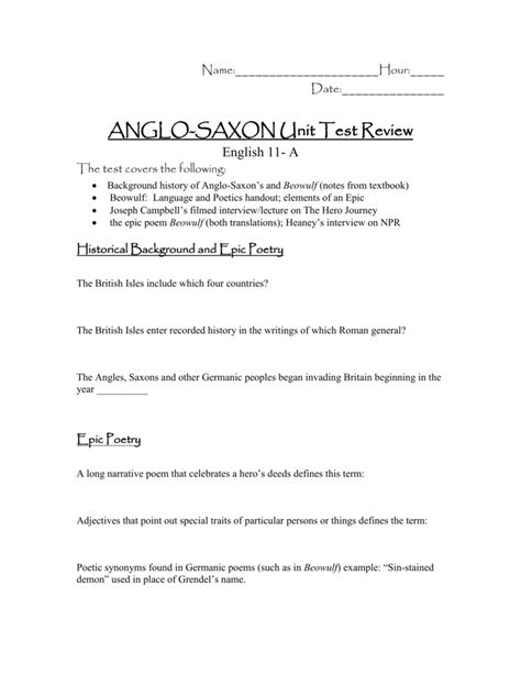 Anglo saxon unit test study guide answers. - Student solutions manual to accompany physics the nature of things.