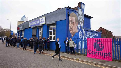 Angry Everton fans march to Goodison Park in protest at 10-point deduction in Premier League