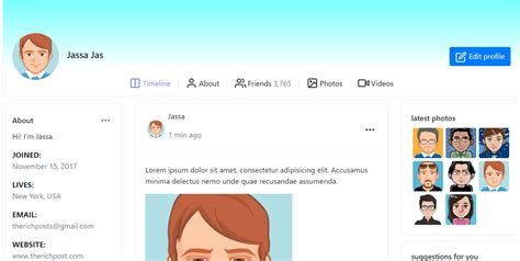 Angular 11 Bootstrap 4 Social Network User Profile Therichpost