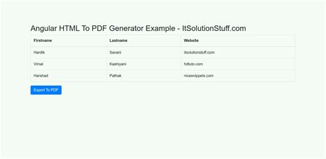 Angular 2 generate pdf from html.  Since I have a HTML I need to generate a PDF with, I'll need...