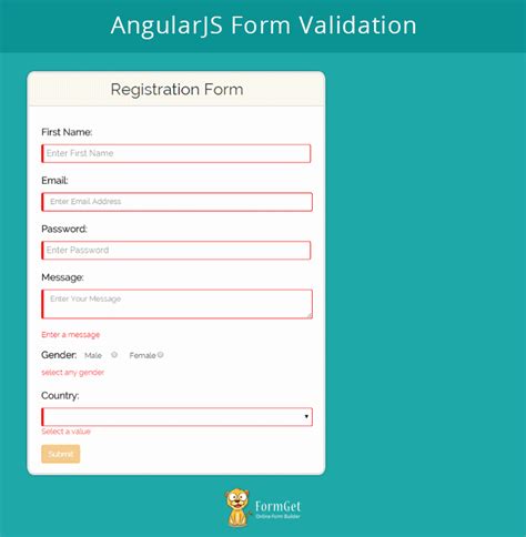 Angularjs Form Validation FormGet