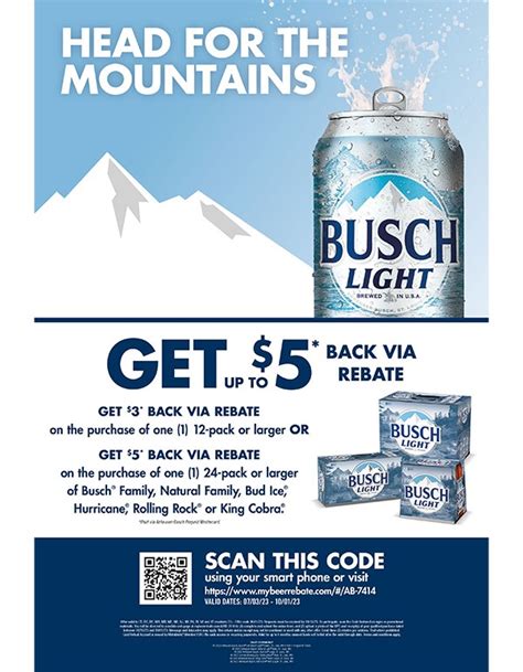 Anheuser-busch rebate. Bud Light's parent company, Anheuser-Busch, offered the same promotion over Memorial Day weekend. The rebate applies to purchases of up to $15 that are made between June 15 and July 8 and will ... 