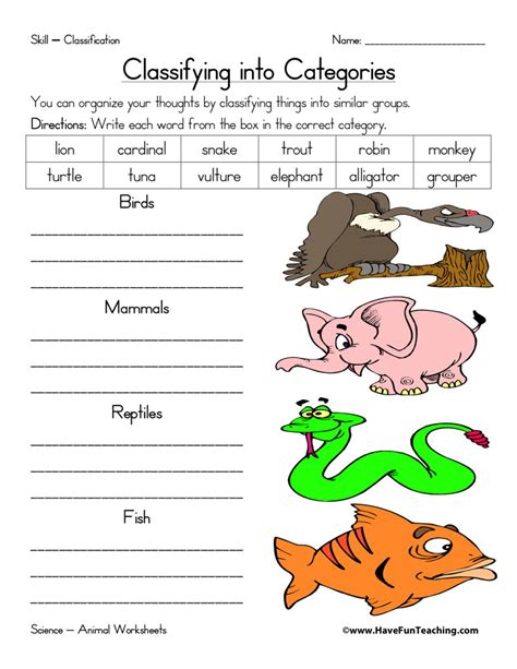 Animal Classification Worksheet by Teach Simple