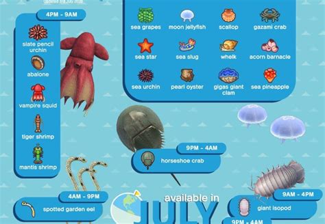 Animal Crossing Price Guide Sea Creatures – Yoiki Guide