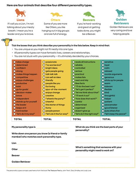 Animal Personality Test Printable