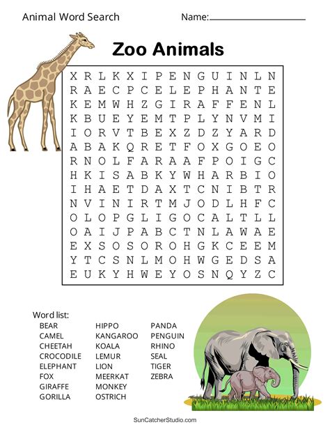 Animal Word Search Test site for interns