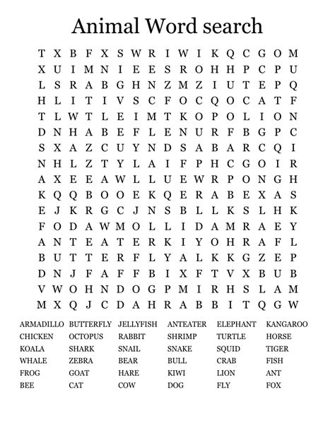 Animal Word search WordMint