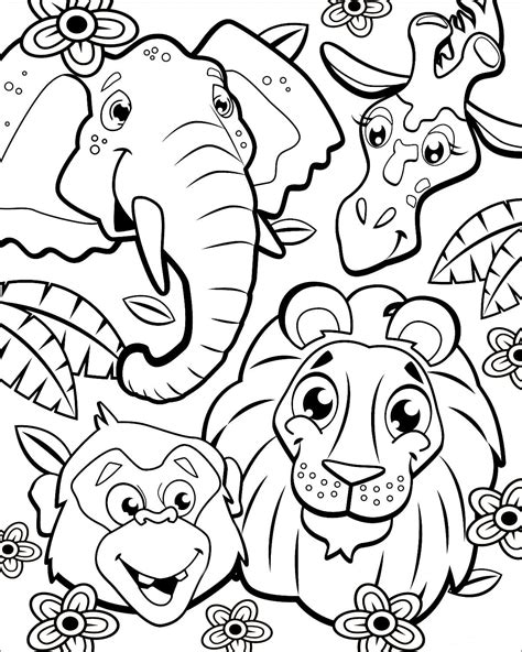 Animals In The Jungle Coloring Pages