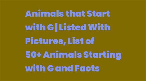 Animals that Start with G Listed With Pictures, List of 50+ Animals ...